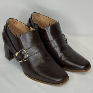Abella True Comfort Dark Brown Block Heels Sipp Sonnet Women's Size 8 M